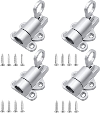 Set van 4 Deurspringbouten, Aluminium Legering Poortslot met Automatische Vergrendeling voor Schuurdeuren, Poorten en Bijgebouwen