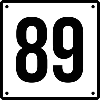 Huisnummerbord 89 - Incl. Schroeven en Pluggen – Acrylaat - 10 x 10 cm - Wit met Zwart