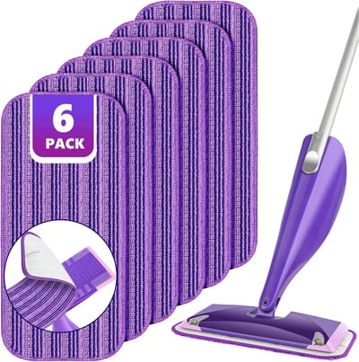 Famanu Spray Mop Refill Pads voor Flash Powermop, 6 STKS Microvezel Mop Pads Wasbaar voor Huishoudelijke Natte Droge Vloer Mop, Herbruikbare Mop Hoofd Vervanging voor Hardhout Laminaat Vloer Reiniging