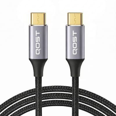 Qost - USB C naar USB C Kabel - USB-C Kabel - 20Gbps - 8K 60Hz Video - 100W (5A/20V) - Snellader & Datasynchronisatie - 1 Meter - Spacegrey