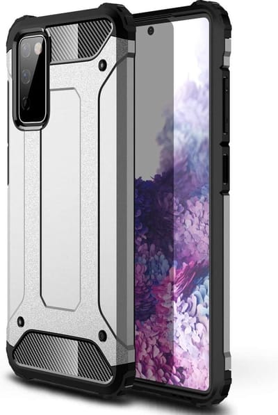 Schokbestendig Heavy Duty Hoesje Geschikt voor: Samsung Galaxy Note 20 Shock Proof Hybride - Back Cover - Dual Layer Armor Case - Extra Stevig - Zilver