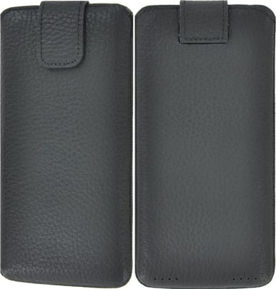 iPhone 12 Pro Hoesje - insteek cover Echt Leer Zwart
