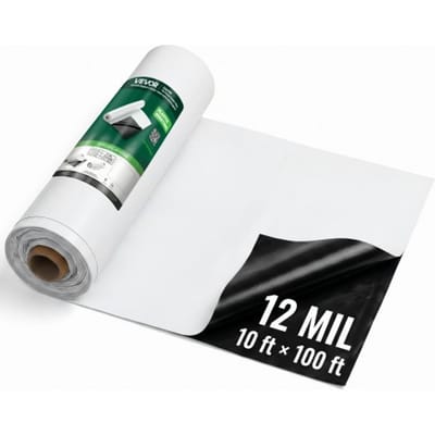 VEVOR Polyethyleenfolie 3,05 x 30,48 m, tuinfolie 0,3 mm dik, zwart/wit, plastic rol voor tuinieren, afdekzeil, schildersdoek, kruipruimteafdekking, dampremmende laag, onkruidbestrijding