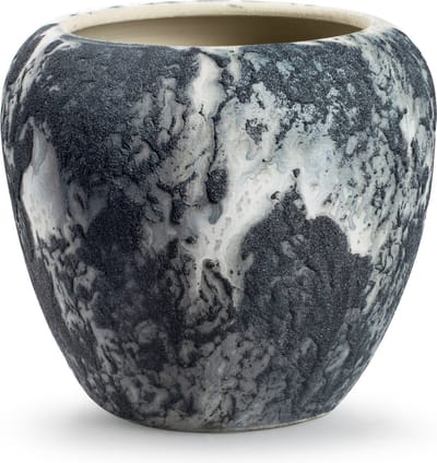Jodeco Plantenpot/bloempot Marble - wit/zwart - keramiek - D20 x H18 cm - hotel chique