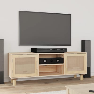 vidaXL - Tv-meubel - 105x30x40 - cm - massief - grenenhout - en - rattan - bruin