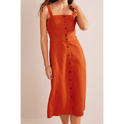 Boden Strappy Linen Midi Dress Kumquat Größe: 16P | Midikleider Outlet | Damen | Weiß