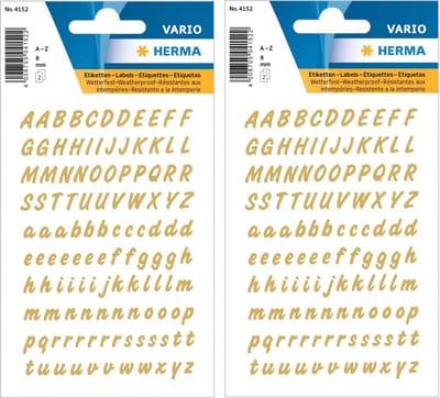 Alfabet plak letters A-Z Stickers - vellen met 440x stuks - goud/transparant - 8 mm
