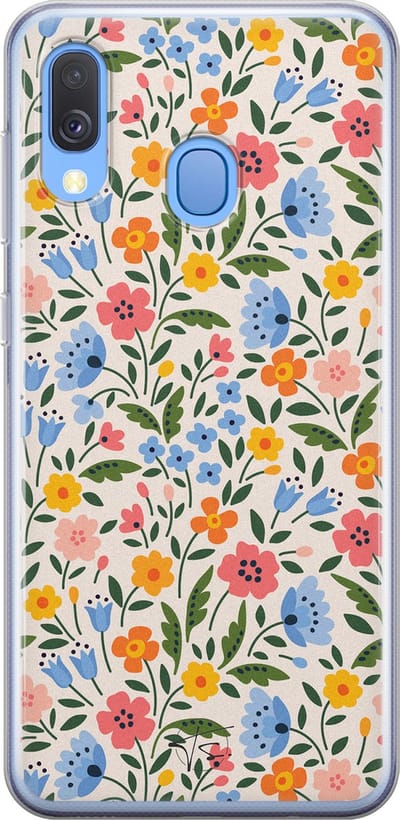 Hoesje geschikt voor Samsung Galaxy A40 - Romantische bloemen - Soft Case - TPU - Bloemen - Multi - Mooie Telefoonhoesjes