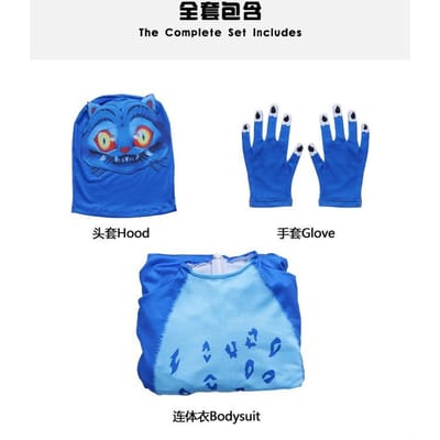 Derpys Tijger Cosplay Kostuum Kinderen Jongen Meisje KDPop KPDH Anime Cartoon Dier Halloween One Piece Jumpsuit Handschoenen Masker Pak Kids 110cm&Derpys Tiger Cosplay blue