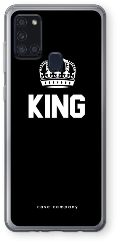 Case Company® - Hoesje geschikt voor Samsung Galaxy A21s hoesje - King zwart - Soft Cover Telefoonhoesje - Bescherming aan alle Kanten en Schermrand