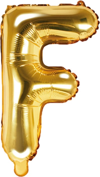 Partydeco - Folieballon Goud Letter F (35 cm)