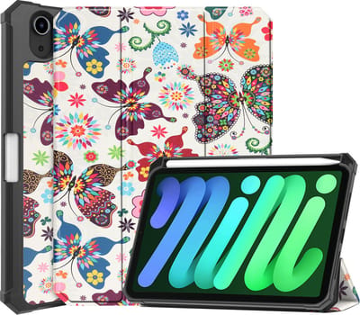 Hoesje Geschikt voor Apple iPad Mini 6 (2021) - 8.3 inch - 6e Generatie - Dun & Stevig - Trifold Bookcase - Hard Cover Case - Met Uitsparing Geschikt voor Apple Pencil - Hardcover Book - Tablet Hoes - Vlinders