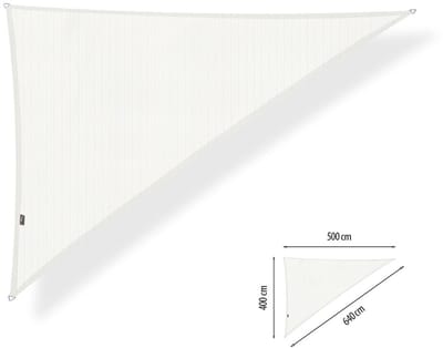 Shadow Comfort® Driehoek 90° schaduwdoek - UV Bestendig - Zonnedoek - 400 x 500 x 640 CM - Arctic White