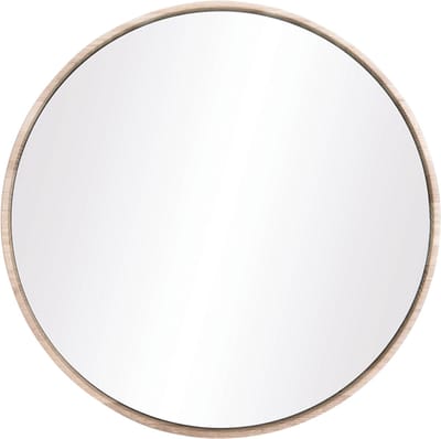 Gazzda Look Mirror Ronde Wandspiegel Whitewash - Eikenhout - Spiegel voor aan de Muur - Hal - Woonkamer - Decoratie - Scandinavisch - Ø 22 cm