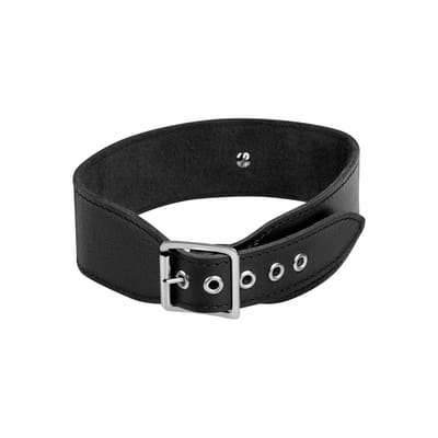 Rimba - Lederen Collar Met Kleine Ring - Breedte 4 cm