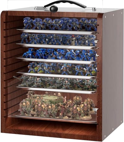 Miniatuurvitrine met handvat - Draagkoffer verzamelingen - Miniaturen opbergen - 6 magnetische trays - 33 x 25 x 40 cm