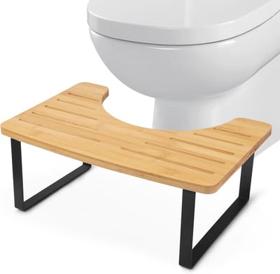 Toiletkruk - Badkamer Kruk - Comfortabel Zitten - Ergonomisch Ontwerp - 40 x 20 x 18 cm - Houtkleur
