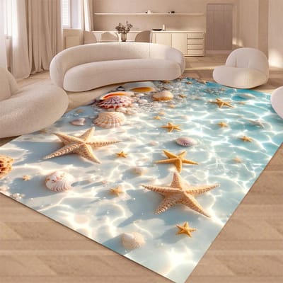 Nieuwe Zeester Strand Schelp Zeester Zand Tapijt Vloerkleed voor Woonkamer Slaapkamer Huis Bank Decoratie, Kinderen Spelen Antislip Vloermat 80*120cm