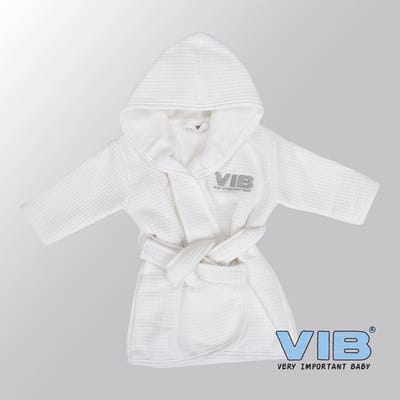VIB® - Badjas voor kinderen Luxe Katoen - VIB (Wit-Zilver) - Babykleertjes - Baby cadeau - zwangerschap aankondiging - geboorte cadeau