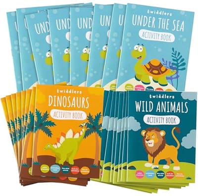 24 Mini Activiteitenboeken voor Kinderen - Dinosaurus, Wilde Dieren en Onderwaterdieren