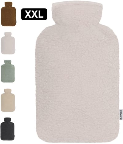 Ølav North – XXL Kruik met Teddy Hug hoes - Incl geschenkverpakking - Tot 8 uur warmte - Warmwaterkruik - 3.4 liter – Alpine White - Cadeau voor haar, vrouw, vriendin