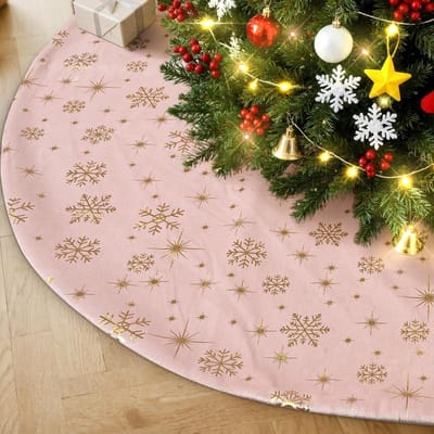 Voorkeurskruik voor Kerstboom, 60 cm, Kleine Fluwelen Sneeuwvlok Ronde Tapijt, Decoratie voor Binnen, Roze, Kerstversiering, Gezellige Sfeer