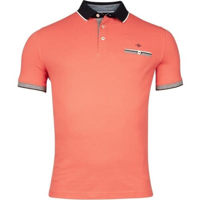Baileys Polo Uni Color Chestpocket Solid Color Piqué Light Coral / male