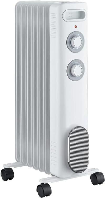 Mobiele Radiator - Oliekachel Elektrisch - Ruimte Verwarmen - Met Kantelbeveiliging - 2000 Watt - Wit