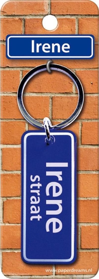 Paper Dreams Sleutelhanger Straatnaam Irene 9 Cm Staal Blauw