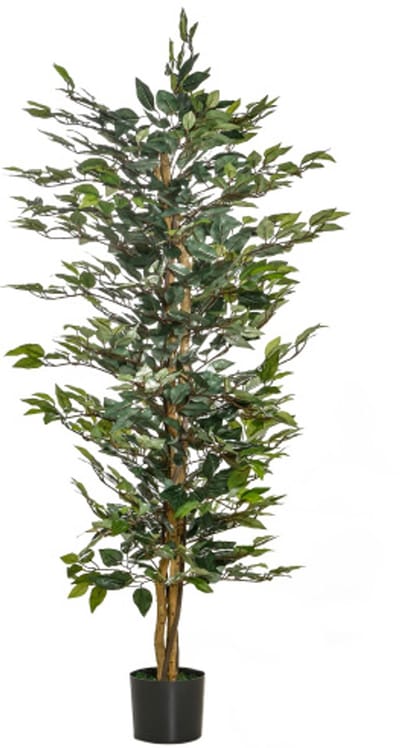 Kunstplant Decoratieve kunstplant Geproduceerd in de vorm van een ficus Boom in een decoratieve pot Geschikt voor binnen en buiten 17×17×150cm Groen Plastic