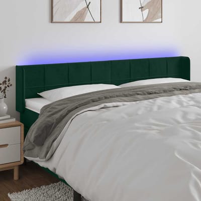 vidaXL - Hoofdbord - LED - 183x16x78/88 - cm - fluweel - donkergroen