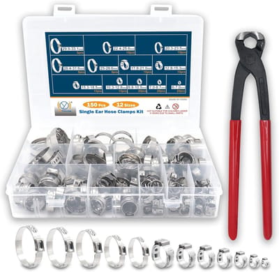 150 Delige Set Roestvrijstalen Slangklemmen Assortiment met Tang (6-33,1 mm)