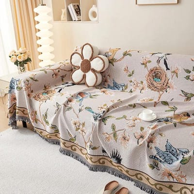 Katoen en Linnen Bankhanddoek Boho Stijl Bankhoes Retro Bloem Katoendraad Deken Bank Futon Hoes Duurzame Bankhoes 180X130cm