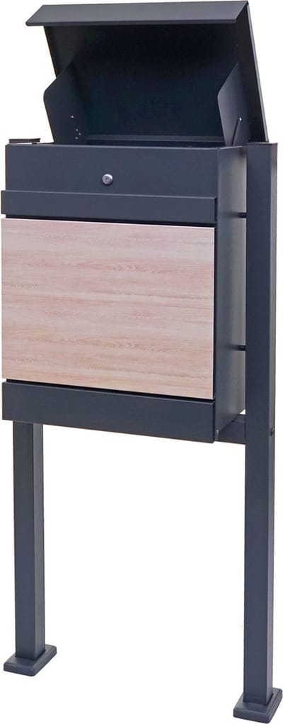 Pakketdoos met standaard MCW-K41, pakketdoos, pakketstation, staande brievenbus, metaal ~ gegalvaniseerd antraciet-houtlook