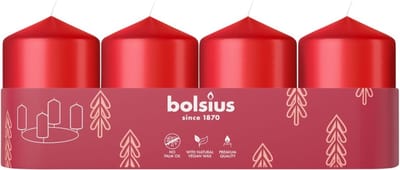 Bolsius - Stompkaars - 60/40 - 4 stuks per verpakking - Delicate Red
