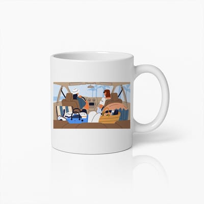 Roadtrip Avontuur Mok – Stijlvolle Reisscène Koffiebeker – Perfect Cadeau voor Reizigers en Ontdekkingsreizigers – Duurzame Keramische Mok