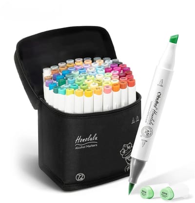 Mosh Stories Markeerstiftset - 72 Kleuren Twinmarkers - Alcohol Markers - Stiften - Hervulbare Dual Tips - Fijne Punt En Chisel