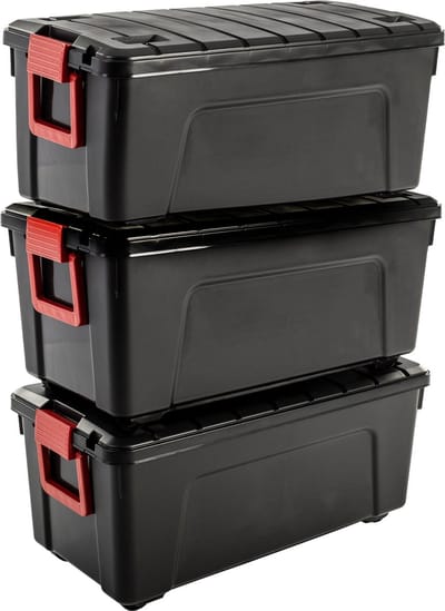 IRIS Store-It-All Opbergbox - 75L - Kunststof - Zwart - Set van 3