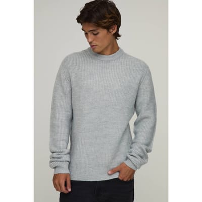 Regular Fit Geribbelde Gebreide Trui | Grey | Size XS