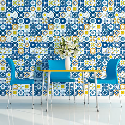 Zelfklevende tegelmuurstickers voor keuken en badkamer - 60 Rina Azulejos tegelstickers - 60 stickers 20x20cm
