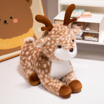 Schattige Herten Lappenpop Giraffe Pop Simulatie Sika Herten Pluche Speelgoed Kerstcadeau Eland Vrouw 35cm