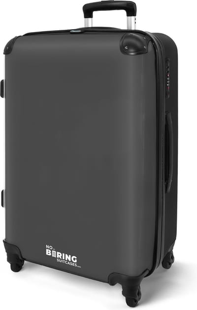 NoBoringSuitcases.com® - Grijze koffer groot - Rolkoffer lichtgewicht grijs - Reiskoffer met 4 wielen - Reistrolley ruimbagage - Bagagekoffer - Grote trolley XL - 20 kg bagage