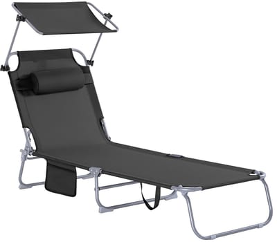 Mosh Stories Opvouwbare Zonnebank - Met Verstelbaar Zonnedak – Ligbed met Metalen Frame en Verstelbare Rugleuning - Voor Outdoor