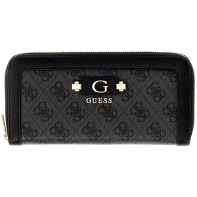 GUESS portemonnee Lindsey SLG Zip Around Wallet Coal Logo donkergrijs