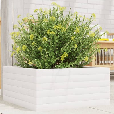 vidaXL - Plantenbak - 50x50x23 - cm - massief - grenenhout - wit