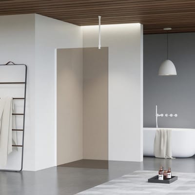 FugaFlow Eccelente Vetro inloopdouche badkamer - 100x200cm - rookglas - plafondarm - mat wit