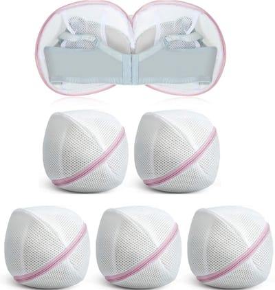 longziming -Set van 6 Waszakken voor Bh's met Ritssluiting - Mesh Ondergoed- en Lingerie Bag (20 cm, Roze)