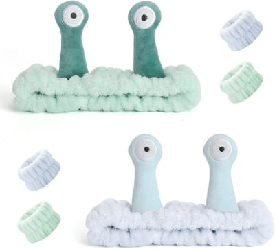 Luxe Set van 2 Grappige Slakken Haarbanden met Armbanden voor Gezichtsverzorging, Make-up en Yoga