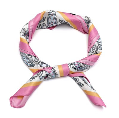 Vierkante Sjaal met Polkadot Teckelmotief en Geornamenteerde Border (70x70cm) - Fushia
