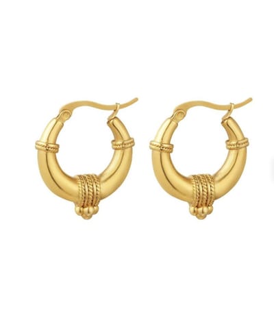 Yehwang - Stainless Steel Oorbellen - Touwdetail - Goudkleurig - Trendy